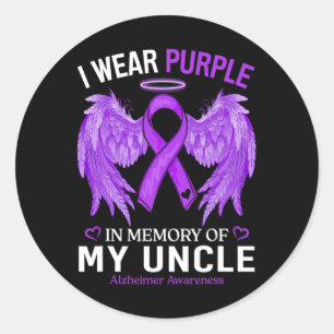 I Wear Purple In Memory Of Uncle Heimerheimer Awar Classic Round Sticker