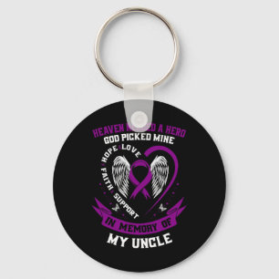 I Wear Purple In Memory Of Uncle Pancreatic Cancer Key Ring