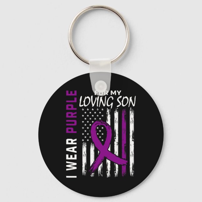 I Wear Purple Loving Son Epilepsy Awareness Americ Key Ring (Front)