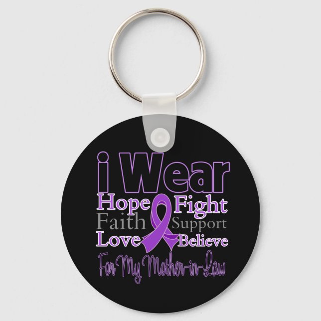 I Wear Purple Mother-in-Law - Pancreatic Cancer Key Ring (Front)