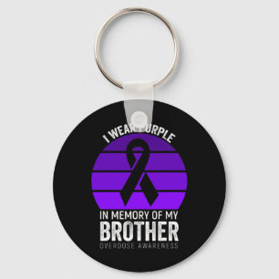 I Wear Purple Overdose Awareness Purple Ribbon Bro Key Ring