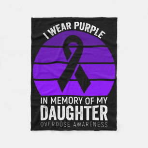 I Wear Purple Overdose Awareness Purple Ribbon Dau Fleece Blanket