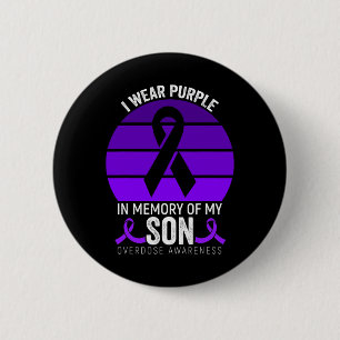 I Wear Purple Overdose Awareness Purple Ribbon Son 6 Cm Round Badge