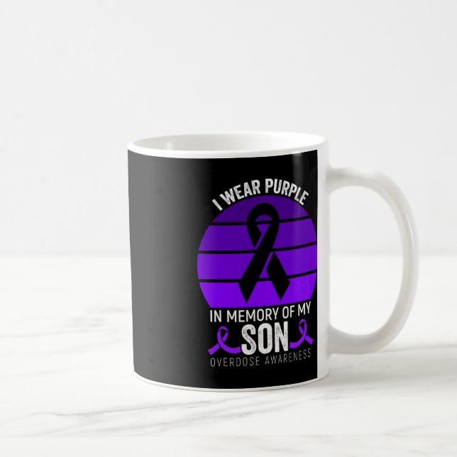 I Wear Purple Overdose Awareness Purple Ribbon Unc Coffee Mug (Right)