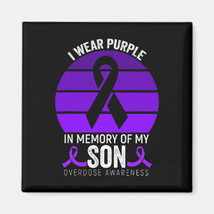 I Wear Purple Overdose Awareness Purple Ribbon Unc Magnet
