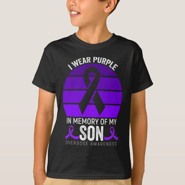 I Wear Purple Overdose Awareness Purple Ribbon Unc T-Shirt (Front)