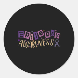 I wear Purple ribbon for epilepsy awareness month Classic Round Sticker