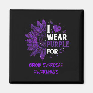I Wear Purple Ribbon Opioid Overdose Awareness Magnet