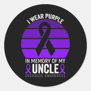 I Wear Purple Ribbon Overdose Awareness Shirt Uncl Classic Round Sticker