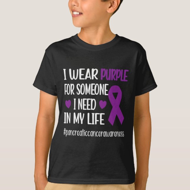I Wear Purple Ribbon Pancreatic Cancer Warrior Fig T-Shirt (Front)