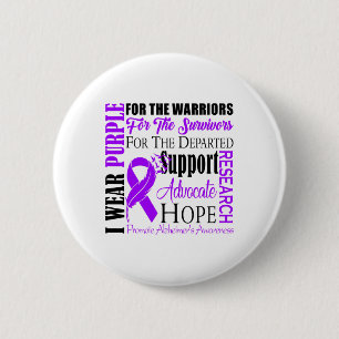 I Wear Purple Ribbon Promote Heimerheimer Awarenes 6 Cm Round Badge
