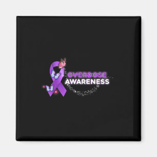 I Wear Purple Ribbon Suppor End Overdose Awareness Magnet