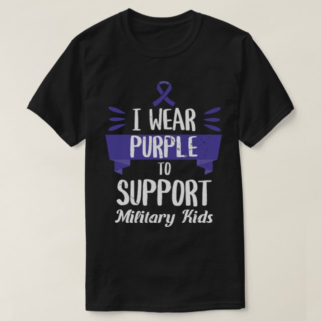 I Wear Purple Up For Military Kids Military Child  T-Shirt (Design Front)