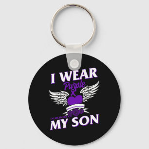 I Wear Purpleei In Memory Of My Son Overdose Aware Key Ring