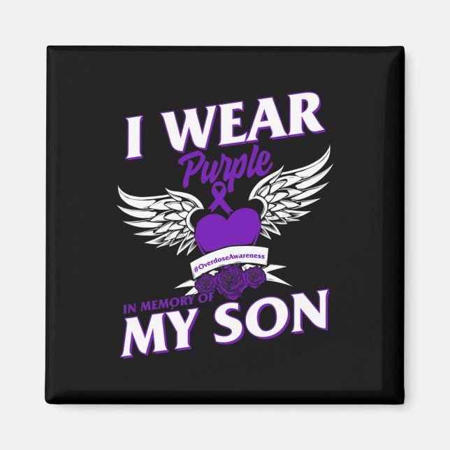 I Wear Purpleei In Memory Of My Son Overdose Aware Magnet (Front)