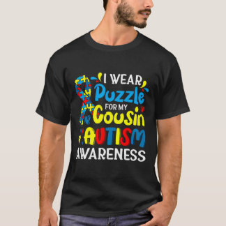 I Wear Puzzle For My Cousin Autism Awareness Kids T-Shirt