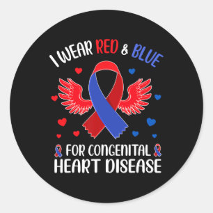 I Wear Red And Blue For Congenital Heart Disease A Classic Round Sticker