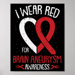 I Wear Red For Brain Aneurysm Awareness Warrior Su Poster