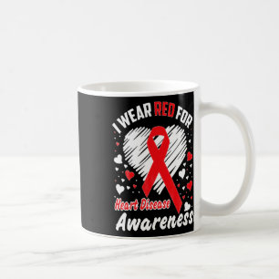 I Wear Red For Heart Disease Awareness Gift Coffee Mug