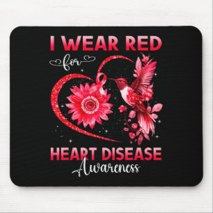 I Wear Red For Heart Disease Awareness Hummingbird Mouse Pad
