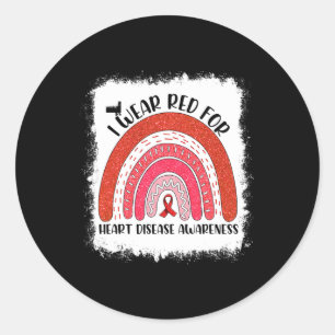 I Wear Red For Heart Disease Awareness Month Classic Round Sticker