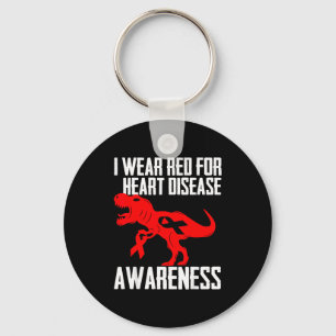 I Wear Red For Heart Disease Awareness Ribbon Boys Key Ring