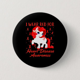 I Wear Red For Heart Disease Awareness Ribbon Unic 6 Cm Round Badge