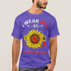 I Wear Red For Heart Disease Awareness Sunflower T-Shirt