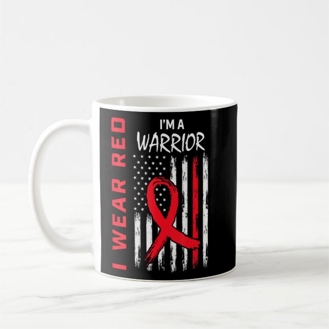 I Wear Red For Heart Disease Warrior Awareness US  Coffee Mug (Left)