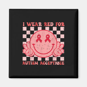 I Wear Red For Instead Autism-acceptance Groovy Sm Magnet