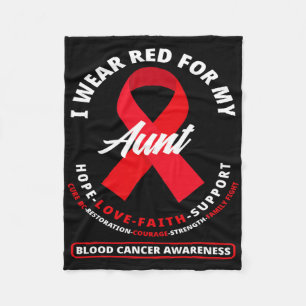 I Wear Red For My Aunt Blood Cancer Awareness 3 Fleece Blanket