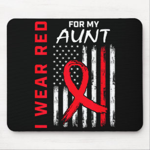 I Wear Red For My Aunt Heart Disease Awareness Fla Mouse Pad