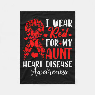 I Wear Red For My Aunt Heart Disease Awareness Mon Fleece Blanket