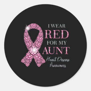 I Wear Red For My Aunt Red Ribbon Heart Disease Aw Classic Round Sticker