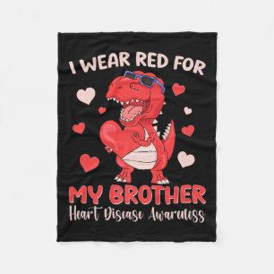 I Wear Red For My Brother Heart Disease Awareness Fleece Blanket