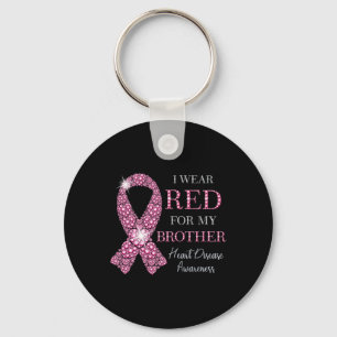 I Wear Red For My Brother Red Ribbon Heart Disease Key Ring