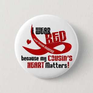 I Wear Red For My Cousin's Heart 33 6 Cm Round Badge