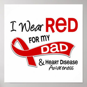 I Wear Red For My Dad Heart Disease Poster