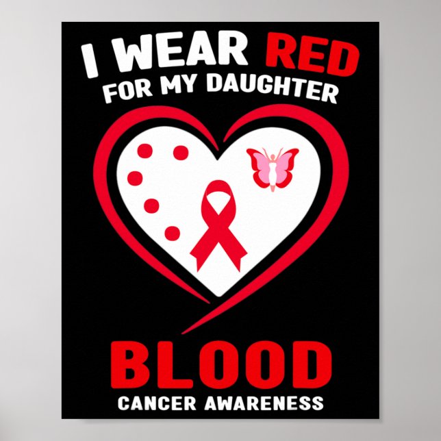 I Wear Red For My Daughter Blood Cancer Awareness  Poster (Front)