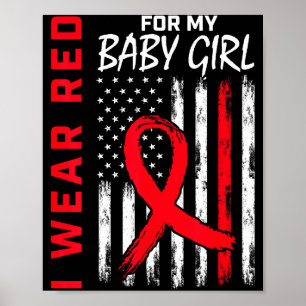 I Wear Red For My Daughter Heart Disease Awareness Poster