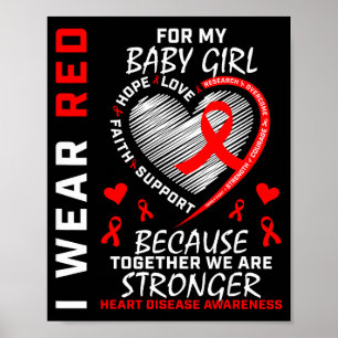 I Wear Red For My Daughter Heart Disease Awareness Poster