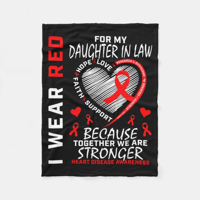 I Wear Red For My Daughter In Law Heart Disease Aw Fleece Blanket (Front)