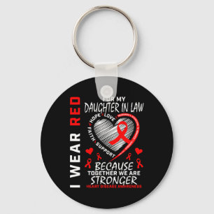 I Wear Red For My Daughter In Law Heart Disease Aw Key Ring