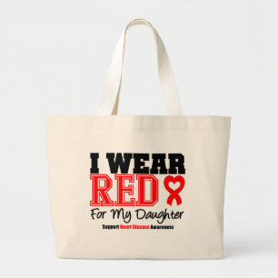 I Wear Red For My Daughter Large Tote Bag