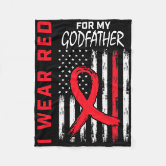 I Wear Red For My Godfather Heart Disease Awarenes Fleece Blanket