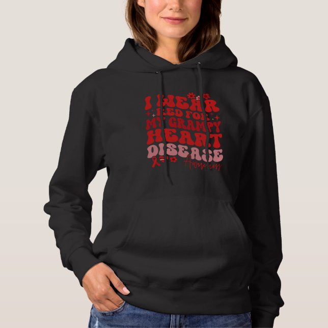 I Wear Red For My Grampy Heart Disease Saying Hoodie (Front)