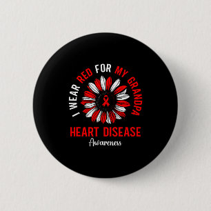 I Wear Red For My Grandpa Heart Disease Awareness 6 Cm Round Badge