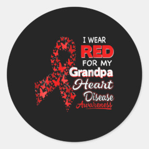I Wear Red For My Grandpa Heart Disease Awareness Classic Round Sticker