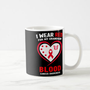 I Wear Red For My Grandson Blood Cancer Awareness Coffee Mug