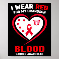 I Wear Red For My Grandson Blood Cancer Awareness